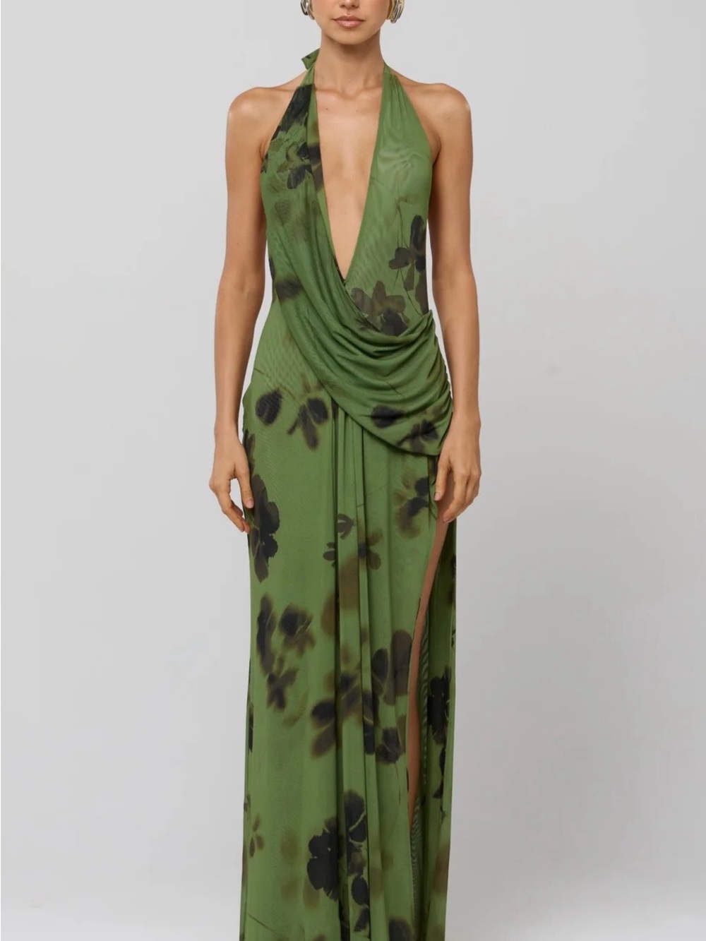 Halter Maxi Dress with Thigh Slit - Small - Picture 4 of 7